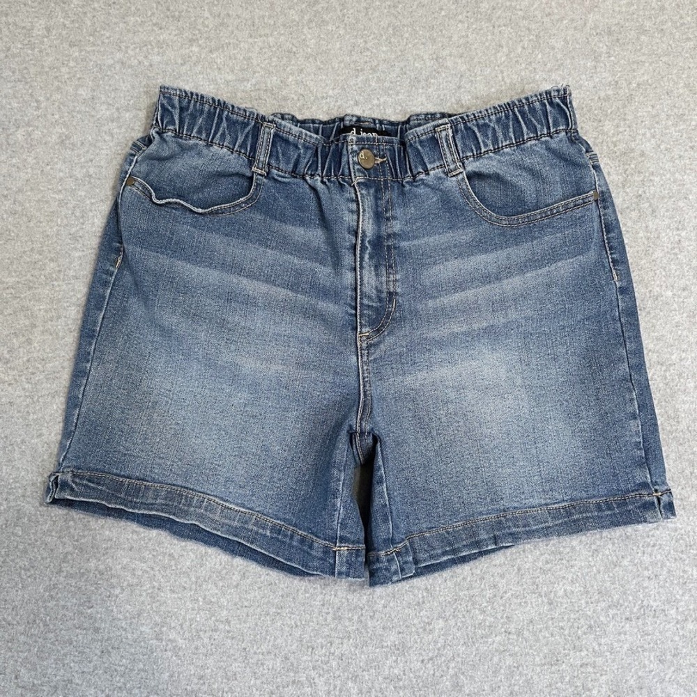 D.Jeans‎ Shorts Womens 6 Blue Paperbag Waist 5" Inseam Faded Denim